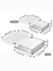 1PC Under Desk Hidden Drawer No Drill Adhesive Transparent Storage Box Pencil Holder For Student Desk Office Supplies Organizer Clutter Free Workspace Easy Install Slide Out Tray For Pens Notes Small Items - White - View 2