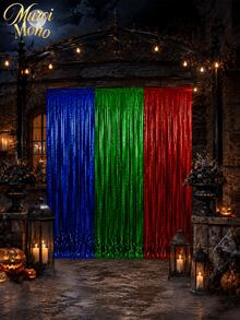 Muroi Mono 3 Stücke 2M Metallfolien-Fransen-Vorhang, glänzender Lametta-Tür-Streamer-Hintergrund, Fotobox-Requisite, Halloween-Party-Dekoration, geeignet für Geburtstag, Hochzeit, Verlobung, Valentinstag, Neujahr Wanddekoration - Mehrfarbig 2 - Übersicht 3