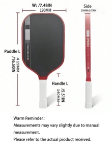 Raqueta de Pickleball JolaGEN5 de Fibra de Carbono Quinta Generación Núcleo PROV Moldeo Secundario por Prensado en Caliente - Rojo - Ver 8