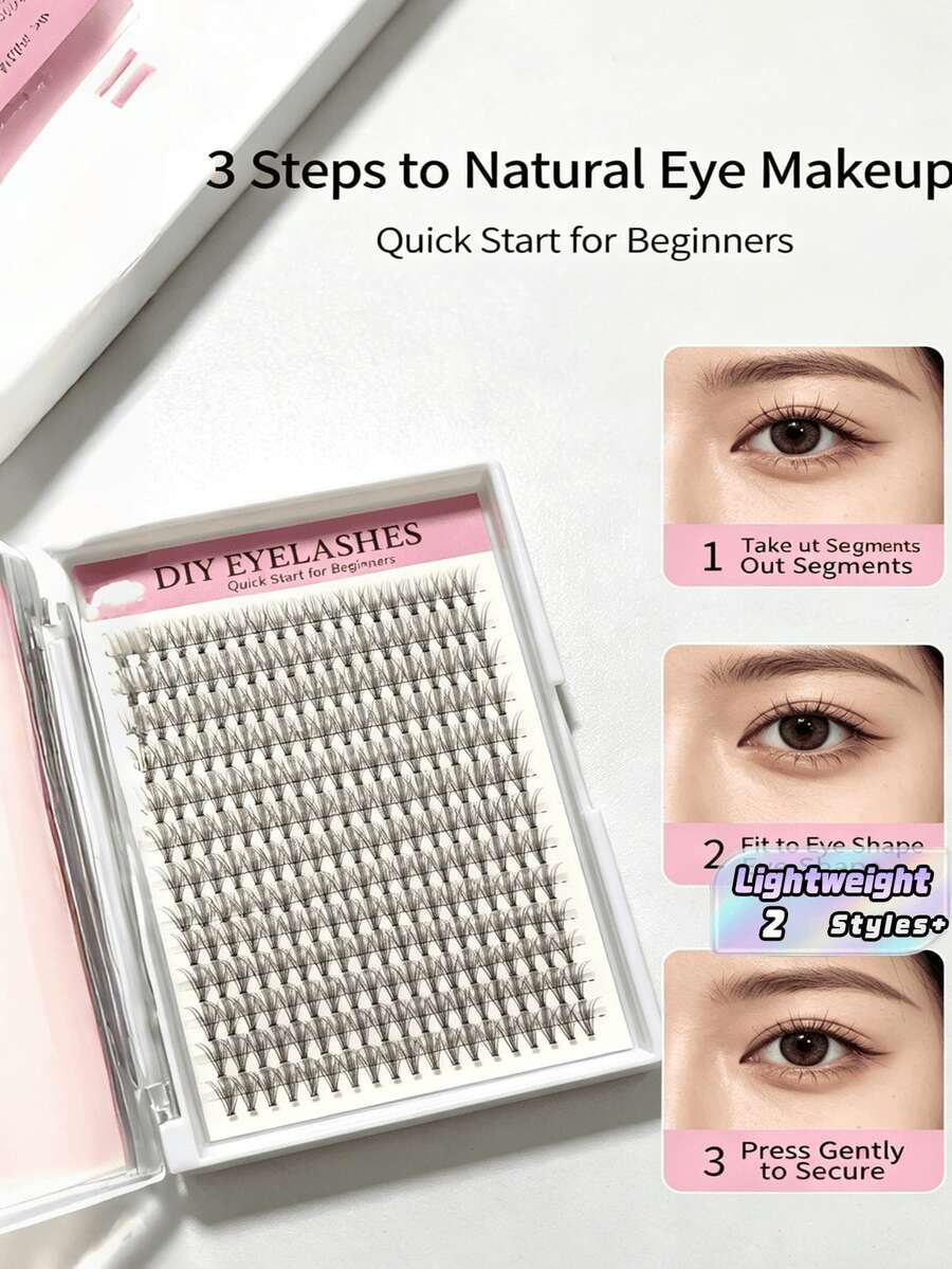 12 Rows 10D 0.07mm 8-16mm Mixed C D Curl Fluffy Wispy Natural Volume Individual Lashes DIY Eyelash Extension Reusable For Women Girls Daily Party Makeup Gift - Multicolor - View 1