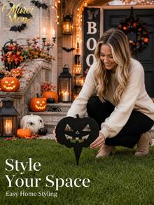 Muroi Mono 1PC Halloween Acrylic Garden Stake, Black Ghost, Jack-O'-Lantern Pumpkin Or Screaming Face Yard Sign With Ground Insert Design, Spooky Outdoor Lawn Decoration For Garden, Yard, Patio, Pathway, Front Porch, Halloween Party And Seasonal Decor - multicolor - View 9