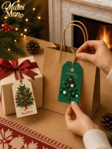 Muroi Mono 48pcs Holly/Christmas Tree Berry Hang Tags, Vintage Style, Gift Wrapping Labels, Christmas Holiday, DIY Decorative Cards, Party Favors, Baking Hang Tags - multicolor - View 2