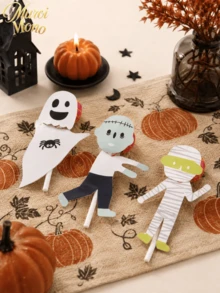 Muroi Mono 6sets Halloween Decorative Paper & Insert Cards, Lollipop Decor Paper, Ghost/Pumpkin/Zombie/Mummy/Skeleton Splicing Designs, Candy Decor Topper Cards, Self-Adhesive & Easy To Apply, Halloween Party & Gift Decorations - multicolor - View 5