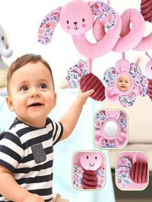 MINKOJA Cute Pink Elephant And Rabbit Car Seat Toys, Infant Carseat Hanging Stroller Accessories, Newborn Toys For Car Seat Stroller Crib Bassinet Mobile With Mirror, BB Squeaker And Rattles, Ideal Gifts,Easter,Easter Gift,Childen's Day,Baby Stuff,Baby Essentials,Baby Toys,Baby Car Seat & Stroller Toys - Multicolor - View 4