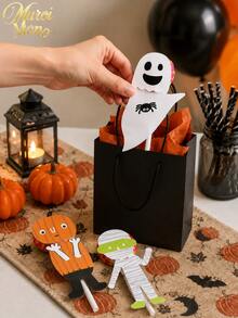 Muroi Mono 6sets Halloween Decorative Paper & Insert Cards, Lollipop Decor Paper, Ghost/Pumpkin/Zombie/Mummy/Skeleton Splicing Designs, Candy Decor Topper Cards, Self-Adhesive & Easy To Apply, Halloween Party & Gift Decorations - multicolor - View 1
