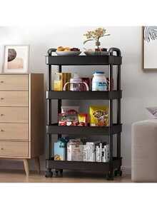2/3/4/5-Tier Rolling Storage Cart With Handle - Versatile Floor-Standing Shelf, Perfect For Kitchen And Bathroom Organization, Movable Drain Rack, Ideal For Holiday Parties, Back-To-School Essentials, Stylish And Practical For Every Home - Multicolor - View 10