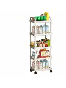 2/3/4/5-Tier Rolling Storage Cart With Handle - Versatile Floor-Standing Shelf, Perfect For Kitchen And Bathroom Organization, Movable Drain Rack, Ideal For Holiday Parties, Back-To-School Essentials, Stylish And Practical For Every Home - Multicolor - View 7
