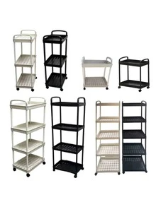2/3/4/5-Tier Rolling Storage Cart With Handle - Versatile Floor-Standing Shelf, Perfect For Kitchen And Bathroom Organization, Movable Drain Rack, Ideal For Holiday Parties, Back-To-School Essentials, Stylish And Practical For Every Home - Multicolor - View 11