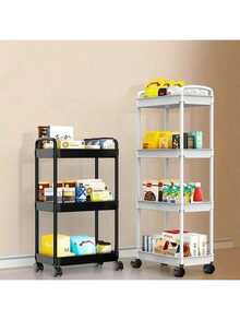 2/3/4/5-Tier Rolling Storage Cart With Handle - Versatile Floor-Standing Shelf, Perfect For Kitchen And Bathroom Organization, Movable Drain Rack, Ideal For Holiday Parties, Back-To-School Essentials, Stylish And Practical For Every Home - Multicolor - View 5