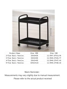 2/3/4/5-Tier Rolling Storage Cart With Handle - Versatile Floor-Standing Shelf, Perfect For Kitchen And Bathroom Organization, Movable Drain Rack, Ideal For Holiday Parties, Back-To-School Essentials, Stylish And Practical For Every Home - Multicolor - View 3