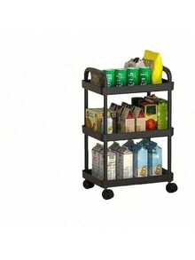 2/3/4/5-Tier Rolling Storage Cart With Handle - Versatile Floor-Standing Shelf, Perfect For Kitchen And Bathroom Organization, Movable Drain Rack, Ideal For Holiday Parties, Back-To-School Essentials, Stylish And Practical For Every Home - Multicolor - View 9