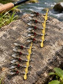10/20/30 Pack Fly Fishing Lures With Propeller, Rotating Spinner Fishing Hooks, Golden PVC Artificial Bait, Durable Simulation Lures For Salmon, Trout, Bass Freshwater Fishing - multicolor - View 2