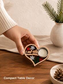 Cirelle 1pc 5-Layer Wooden Tea Light Candle Holder, Christmas Snowflake, Tree, Heart, Reindeer, Star And Butterfly Cutout Designs, Decorative Tabletop Candlestick For Dining Table, Mantel, Living Room, Holiday Party And Seasonal Home Decor - multicolor - View 6