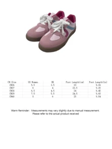 Round Toe Lace-Up Shoes For Women, Versatile Lace Up Flat Sneakers, Low Top Athletic Shoes - Pink - View 2