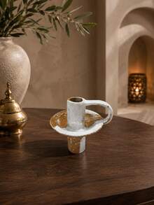 Cirelle 1pc Vintage Ceramic Candle Holder, Retro Handmade Tabletop Decor For Home, B&B, Living Room, Boho Farmhouse Centerpiece For Mantel, Shelf, Coffee Table - multicolor - View 7