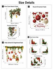 Cirelle 1SET Christmas Window Sticker Decoration, Pine Cone And Bell Pattern Holiday Decals, Festive Winter Design Self Adhesive Stickers For Glass Windows, Door, Home Decor, Christmas Party, Seasonal Display And Holiday Decoration - multicolor - View 5
