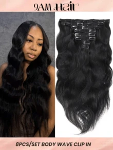 8pcs Body Wave Clip In Natural Black Virgin Human Hair Extension Clip-In Hair Extension Weft Hair Extension Hair Extensions - Natural Black - View 1