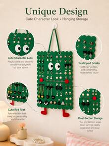 Zazumi 1pc Felt Hanging Jewelry Organizer, Wall‑Mounted Earring Hair Accessory Display Holder, Cute Hanging Storage Pouch For Necklaces Earrings Hair Clips, Jewelry Storage Rack For Bedroom, Dressing Room, Closet, Wall Decor.Home&Living. - Multicolor - View 5