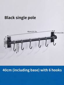 Zazumi 1pc Simple Stylish Wall‑Mounted Black Movable Hooks Are Suitable For Kitchen Utensil Storage, Cookware Organizing, And Gadget Hanging. They Come With Mounting Hardware, Making Installation Fast And Convenient For Home Use. - Black - View 12