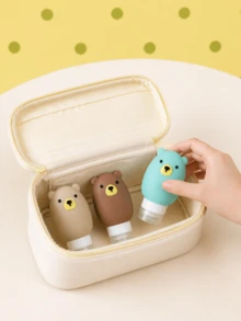 Joivida 3pcs Bear Shaped Refillable Bottles, Silicone Refillable Bottles, Cosmetics/Shampoo/Body Wash Storage Bottles, Multifunctional & Portable, Soft Material, Cute Style, Suitable For Home Use & Travel - multicolor - View 3