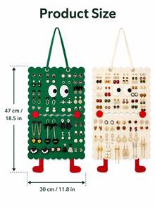 Zazumi 1pc Felt Hanging Jewelry Organizer, Wall‑Mounted Earring Hair Accessory Display Holder, Cute Hanging Storage Pouch For Necklaces Earrings Hair Clips, Jewelry Storage Rack For Bedroom, Dressing Room, Closet, Wall Decor.Home&Living. - Multicolor - View 3