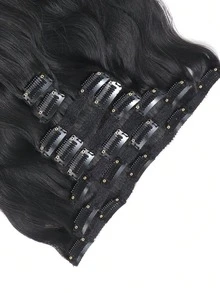 8pcs Body Wave Clip In Natural Black Virgin Human Hair Extension Clip-In Hair Extension Weft Hair Extension Hair Extensions - Natural Black - View 8