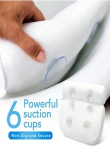 Luxury Spa Bathtub Pillow With Suction Cups - 3D Breathable Mesh Fabric, Non-Slip, Machine Washable, With Hooks For Easy Storage. Bathroom Decor, Fall Decor, Bathroom Accessories, Back-To-School Season. - Bath pillow - View 6