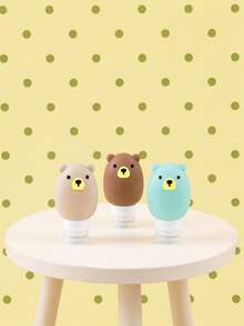 Joivida 3pcs Bear Shaped Refillable Bottles, Silicone Refillable Bottles, Cosmetics/Shampoo/Body Wash Storage Bottles, Multifunctional & Portable, Soft Material, Cute Style, Suitable For Home Use & Travel - multicolor - View 2