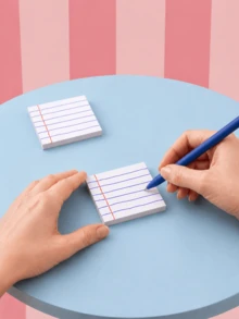 Joivida 1/2 st anteckningsblocksliknande självhäftande anteckningslappar med röda och blå linjer, 50 ark per block, minimalistisk INS-stil, kontors- och studentmemo, meddelandeklistermärken, lärarens belöningspresent i kontorsmaterial - flerfärgad - Visa 5