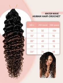 Boho Braids Miracle Knots Hair Human Crochet Hair Water Wave 18 Inch 120g Feather Crochet Human Hair For Women Pre-Separated Invisible Wet And Way Crochet Hair Extensions T1B/4 - T1B/4# - View 8