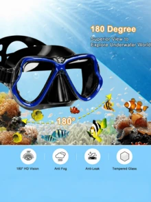 1Set Adult Full Face Snorkel Mask Set, Adjustable Diving Fins With Dry Snorkel & Travel Bag, Anti-Fog Anti-Leak Snorkeling Gear For Swimming Training - Multicolor - View 5