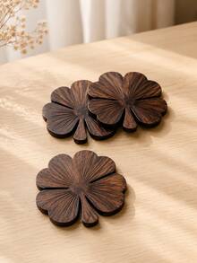 Cirelle Palm Leaf Shape Wooden Coaster, Natural Heat Resistant Drink Mat & Table Protector For Cups, Mugs, Bowls, Dining Table, Coffee Table, Kitchen, Restaurant, Home Decor, Tea Time, Holiday & Housewarming Gift - Multicolor - View 11
