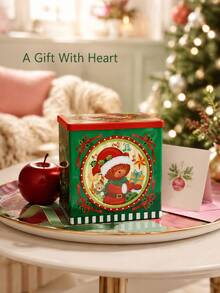 Joivida Vibrant Printed Christmas Tin Box Features Classic Holiday‑Themed Artwork, Offering Sturdy Storage For Apples, Candies And Small Treats. Perfect For Festive Gift‑Giving And Decorative Display During Home Christmas Celebrations. - Multicolor - View 11