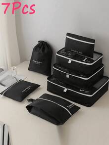 Found Favorite 7-Piece Portable Travel Storage Bag Set - Easy To Organize Clothes, Shoes, And Underwear - Perfect For Packing Suitcases And Travel Bags - Black - View 1