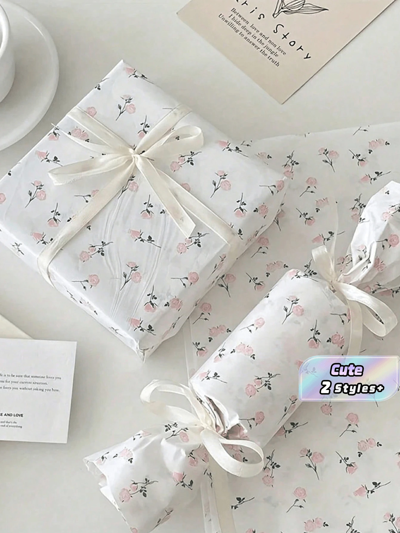 20/10 قطعة/مجموعة ورق تغليف هدايا بنقشة زهرية، ورق تغليف باقات ديكوري DIY، مناسب لعيد الأم وأعياد الميلاد وهدايا الحفلات وتغليف الزهور وتغليف الهدايا - A - مشاهدة 1