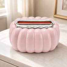 SHEIN Luxury Plastic Desktop Tissue Box Holder, Decorative Tissue Dispenser With Spring-Loaded Internal Mechanism For Smooth Paper Pull, Stylish Tabletop Storage Organizer For Home Office Bedroom Decor - Multicolor - View 3