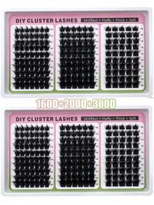 رموش صناعية فردية كثيفة بتصميم Spike Cluster، 180 قطعة، 300D 200D 160D، بطول 10-18 مم، منفوشة بتجعيد D/DD، إكستنشن رموش منك سميكة ومدببة لإعطاء كثافة - DD - مشاهدة 2