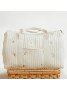 SHEIN 1件裝新款刺繡媽媽包，大容量旅行收納旅行包，產前待產包 - 彩色 - 查看 4