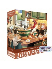 A Box Of 1000 Puzzle Toys, Size 70 Cm * 50 Cm, Oil Painting Landscape And Cartoon Patterns, Adult Decompression, Decorative Artwork, Suitable For Halloween, Christmas, Birthday Gifts - Multicolor - View 1