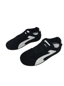 Plus Size Women'S Summer Casual Flat Soft Sole Patchwork Outdoor Sports Shoes, Lightweight Spring/Autumn Student Sneakers - Black 6212 - View 4