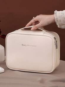 Found Favorite 1 Large Capacity Partitioned Storage Makeup Bag, Travel Portable Toiletry Bag, Cosmetics Storage Bag, Multi-Layer Detachable Makeup Bag, Unisex - White - View 2