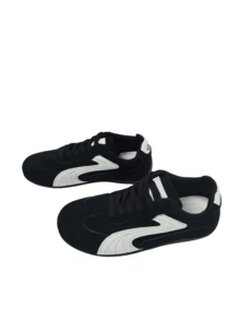 Plus Size Women'S Summer Casual Flat Soft Sole Patchwork Outdoor Sports Shoes, Lightweight Spring/Autumn Student Sneakers - Black 6212 - View 7
