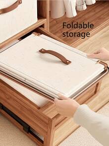 Foldable Linen Storage Box With Double Zippers & Faux‑Leather Handles, Large‑Capacity Lidded Under‑Bed Storage Basket For Clothes, Bed Sheets, Moving, Ideal For Bedroom, Dorm, Study, Wardrobe, Laundry & Under‑Bed Organization - View 3
