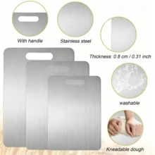 Stainless Steel Cutting Board For Home Use, Mold-Resistant Kitchen Chopping Board With Rolling Surface, Wall-Mounted Double-Sided Butcher Block - multiple pieces - View 3