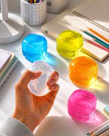 1pc Transparent Ice Cube Shape Squishy Stress Relief Cube, Soft TPR Shell With Maltose Filling, 6cm Slow Rebound Hand Squeeze Cube, Stretchy Pinchable Desktop Hand Squeeze Accessory - Multicolor - View 1