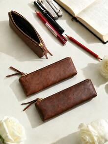 Retro Style Minimalist Large Capacity Pencil Case For Girls New Ins Style Makeup Brush Storage Bag - Multicolor - View 7