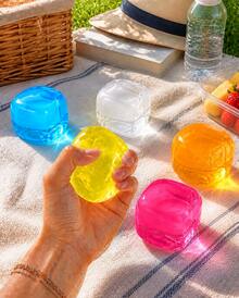 1pc Yellow Ice Cube Shape Squishy Stress Relief Cube, TPR Shell With Maltose Filling, 6cm Slow Rebound Hand Squeeze Cube, Stretchy Pinchable Desktop Hand Squeeze Accessory - Multicolor - View 1