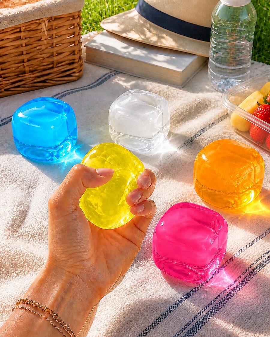 1pc Yellow Ice Cube Shape Squishy Stress Relief Cube, TPR Shell With Maltose Filling, 6cm Slow Rebound Hand Squeeze Cube, Stretchy Pinchable Desktop Hand Squeeze Accessory - Multicolor - View 1