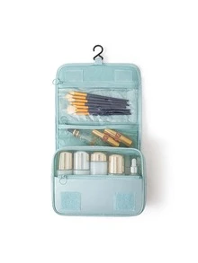 PU Leather Travel Makeup Bag Large Capacity Handheld Cosmetic Organizer Portable Waterproof Toiletry Storage Bag For Women - Multicolor - View 12