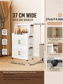 1pc Multi-Layer Foldable Storage Cabinet, Household Simple Foldable Plastic Cabinet, Large Capacity For Snacks, Sundries, Clothes, Toys - White - View 10